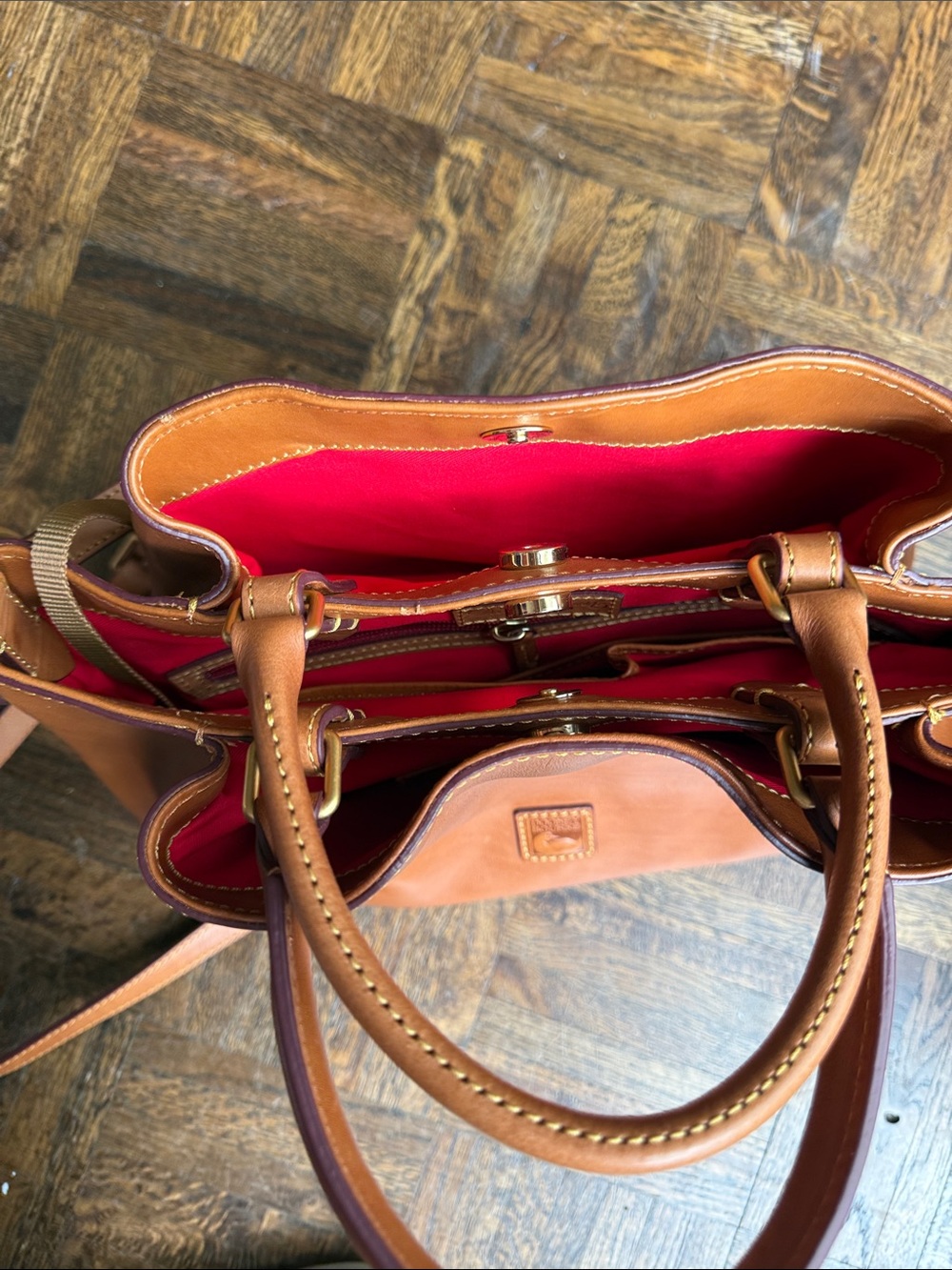 Dooney & Bourke Pebbled Leather Satchel in Tan Brown - Picture 6 of 9